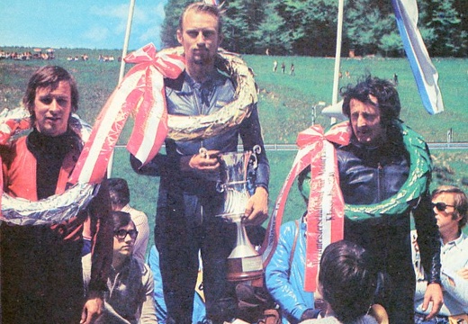 The victory of the Derbi 250, with Börje Jansson